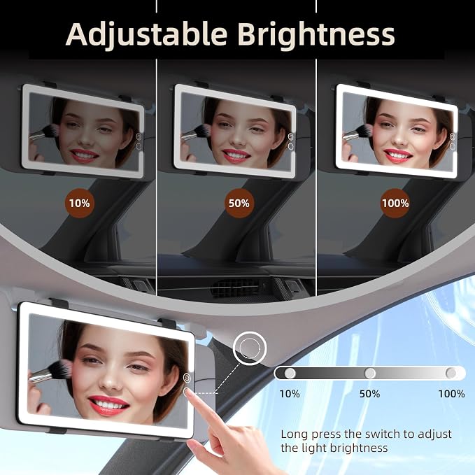Solar Car Sun Visor Vanity Mirror, Sun Visor Makeup Mirror - Image 4