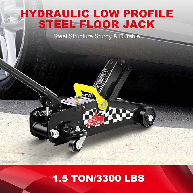 Floor Jack 1.5 Ton Hydraulic Car Jack, Lifting Range from 5.1 Inch to 12.6 Inch - Image 6