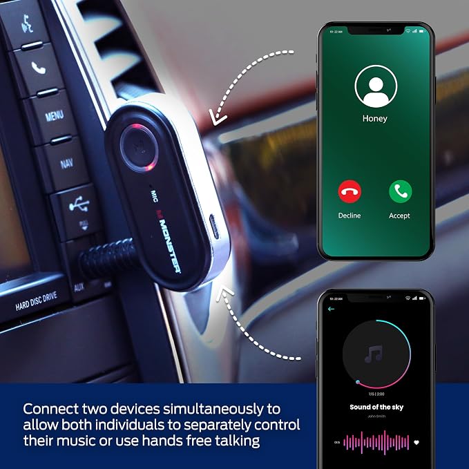 Monster Bluetooth Receiver for Car and Home, Microphone, Google Voice & Siri - Image 4