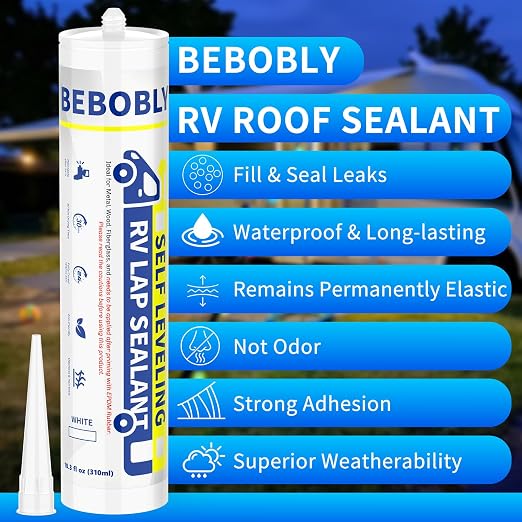 RV Roof Sealant, Self Leveling Lap Sealant White, RV Caulking Sealant Waterproof - Image 2