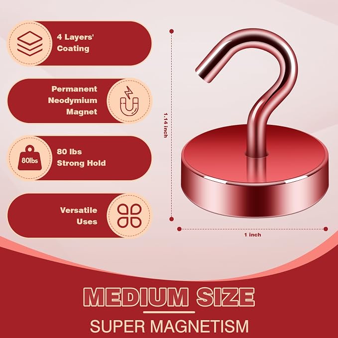 Neosmuk Magnetic Hooks, Cruise Ship Essentials, 80lb+ Heavy Duty Magnetic Hooks - Image 4