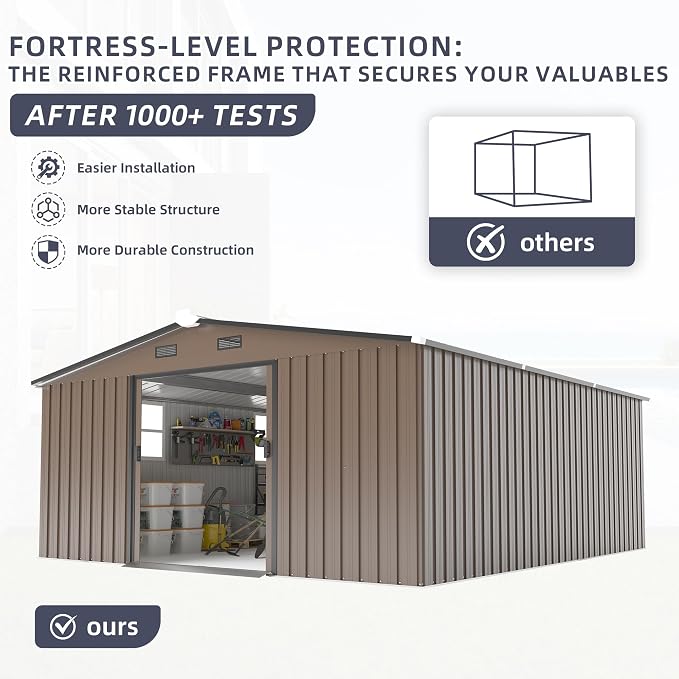 12 x 10 FT Outdoor Storage Shed, Metal Garden Tool Shed - Image 6