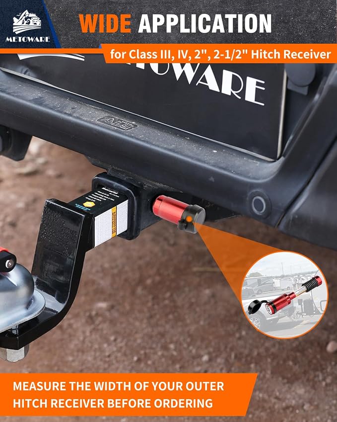 METOWARE Trailer Hitch Lock, Tailer Receiver Lock Fits Class III/IV, 2-1/2" - Image 2