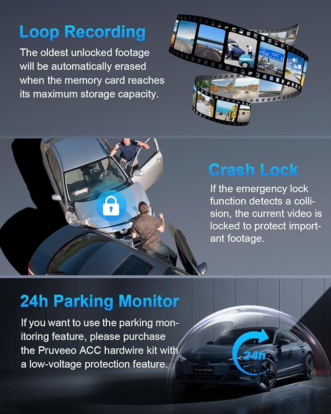 PRUVEEO 360 Degree View 4 Channel Dash Cam Front and Rear Inside Left Right - Image 6