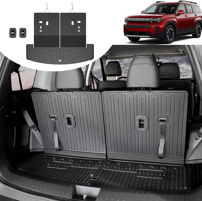 Cargo Mat for 2025 Hyundai Santa FE, All Weather TPE Cargo Mat by Houclemic