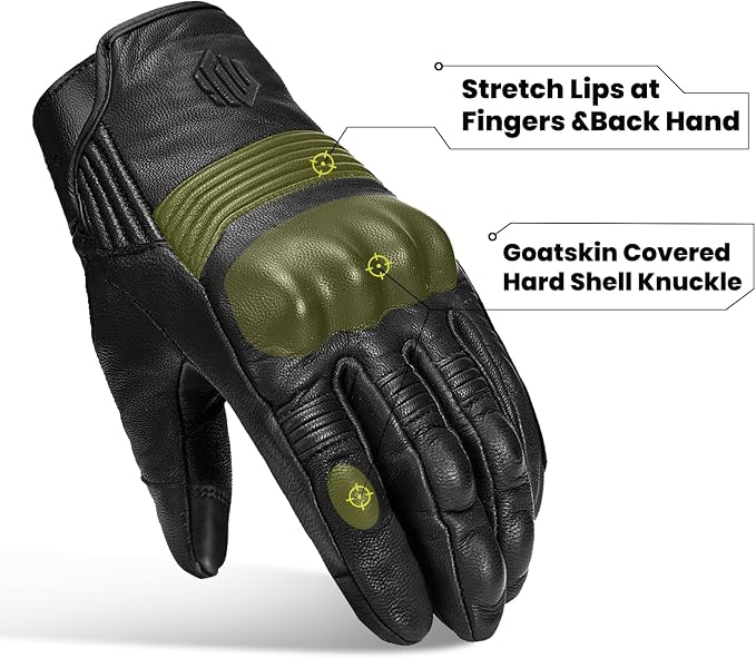 ILM Goatskin Leather Motorcycle Motorbike Powersports Racing Gloves Touchscreen - Image 2