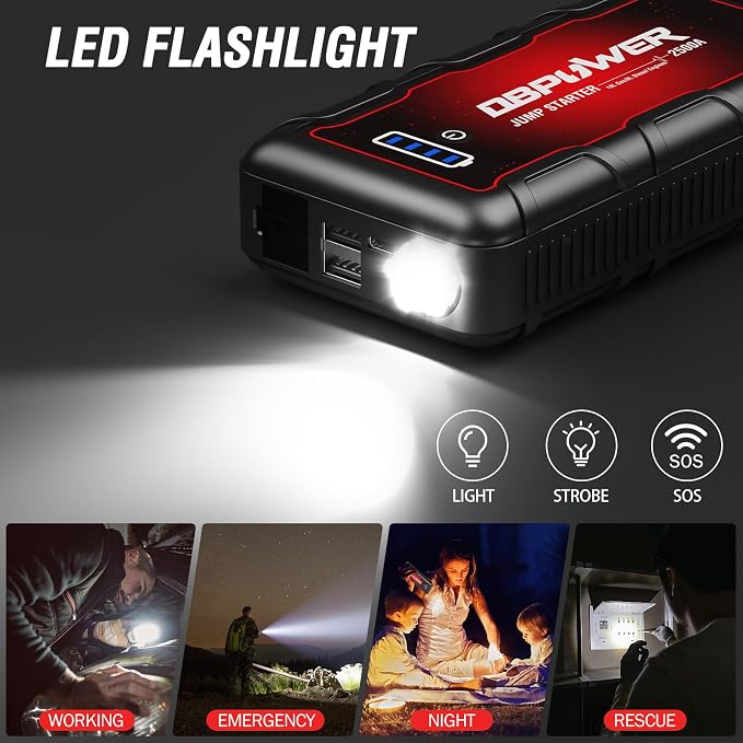 DBPOWER Jump Starter 2500A Peak 74Wh Portable Car Jump Starter 12V Auto Battery - Image 5