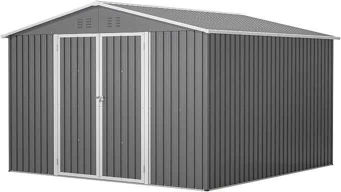 10x10 FT Outdoor Storage Shed, Large Metal Tool Sheds - Image 8