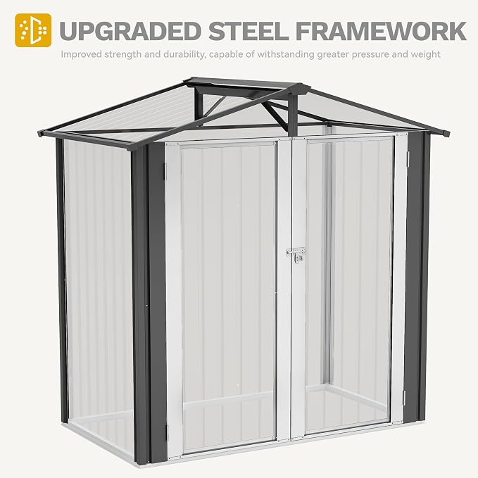 DWVO 6x4ft Storage Shed for Outdoors, Metal Sturdy Weatherproof Tool Locker - Image 6