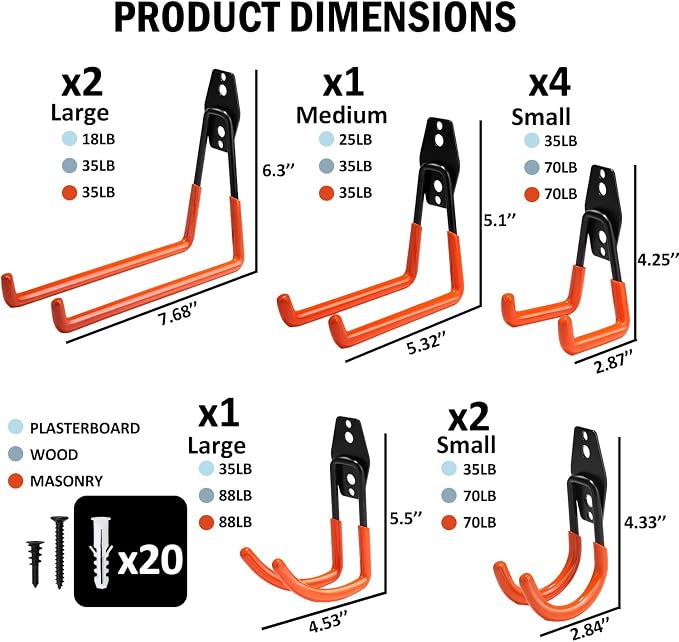 vivicreate 10 Pack Heavy Duty Garage Hooks Wall Mounted Steel Utility Storage - Image 2