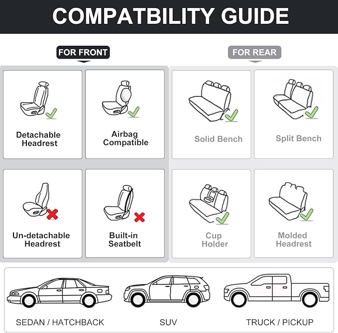 Car Seat Covers Full Set, Front and Rear Seat Covers - Image 8