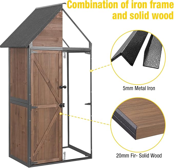 Outdoor Storage Shed, Vertical Wooden Tool Shed - Image 2