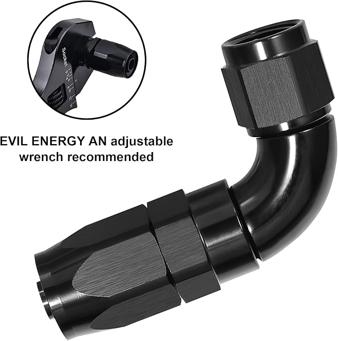 EVIL ENERGY 12AN 90 Degree One Piece Full Flow Hose End Fitting Swivel - Image 4