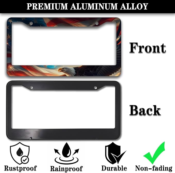 Automotive Exterior Accessories Multicolor License Plate Frames American Flag - Image 3