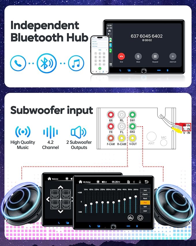 PLZ Single Din Car Stereo Wireless Apple Carplay Android Auto Radio, 10.1" Car - Image 4