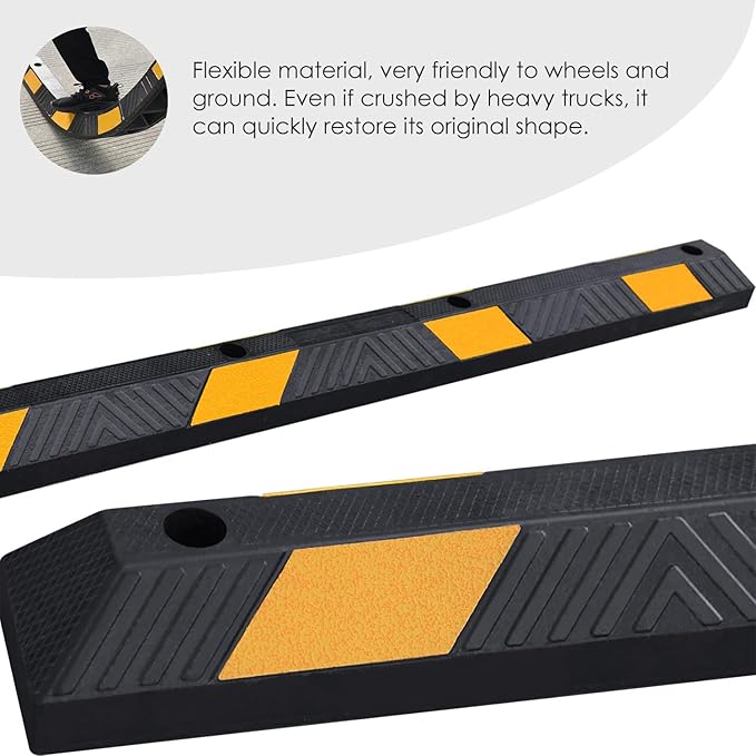 72" in 6' Ft Heavy-duty Rubber Parking Curb, Installation Kits Included - Image 6