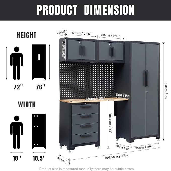 Garage Storage Cabinet System Workshop Set 5Pcs Garage Cabinets and Storage - Image 3