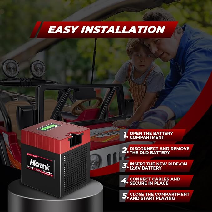 Lithium LiFePO4 Power Wheels Ride On Toy Replacement Battery 12V 12Ah, 2X - Image 3