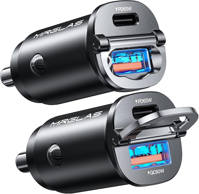 MRGLAS 125W USB C Car Charger, Mini Metal USB C Car Adapter Fast Charging PD65W by MRGLAS