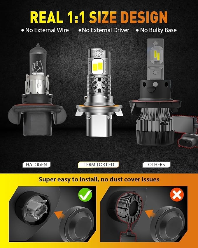 Upgraded H13/9008 Bulbs, 000LM 10X Super Brighter, 85000+ Hours Long Service - Image 3