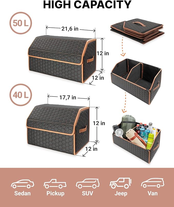 Car Organizers Set SUV Sedan Truck – Foldable Storage Boxes - Image 5