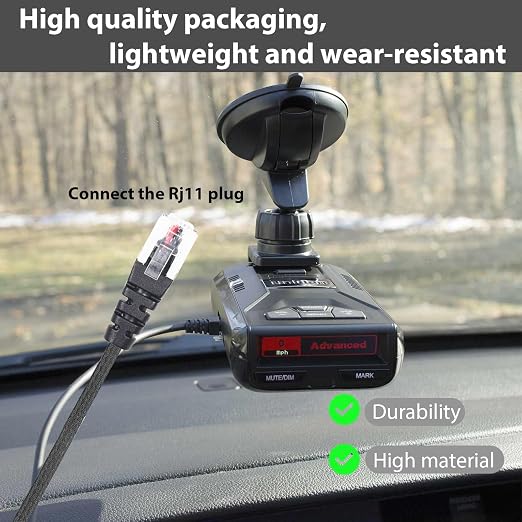 RJ11 Power Cord for Radar Detector, Replacement for Escort Radar 9500i - Image 5