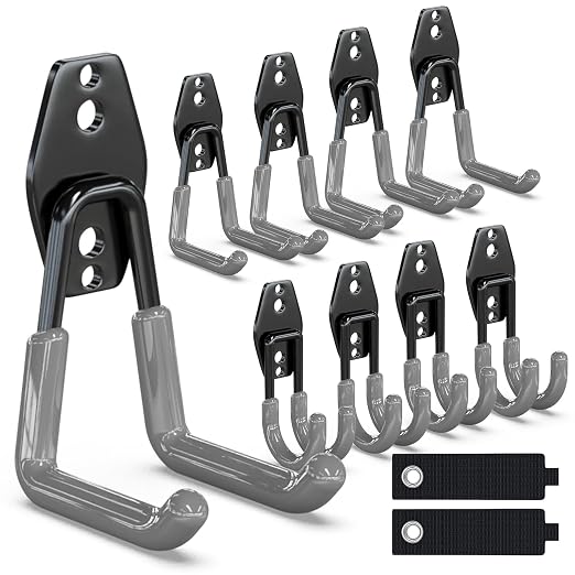 3-H Garage Wall Hooks 10 Pack, Heavy Duty Garage Hooks by 3-H
