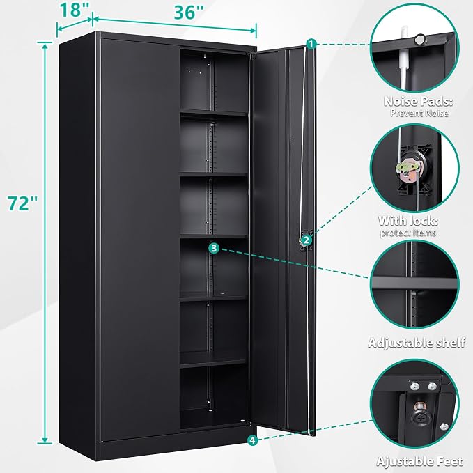 SISESOL Wide & Deep Metal Storage Cabinet - Image 2