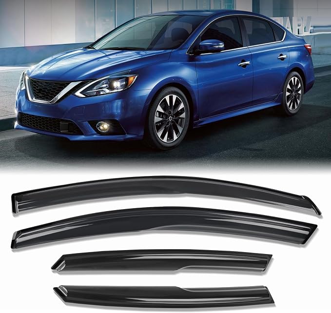 Rain Guards for Car Windows, Tape-On Window Visors Rain Guards Fit for by KYX
