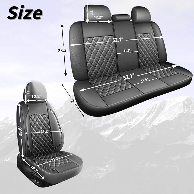 Car Seat Covers Full Set, Breathable and Waterproof Napa Leather Car Seat Cover - Image 4