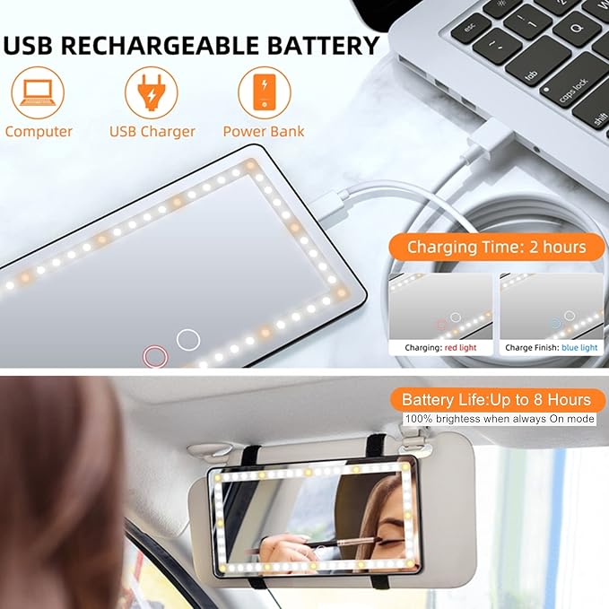 Car Sun Visor Vanity Makeup Mirror, Universal - Image 4