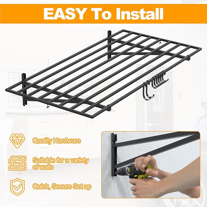 2-Pack 2×4ft Steel Garage Wall Shelving, 500lbs Each Load Capacity, Tool & - Image 6