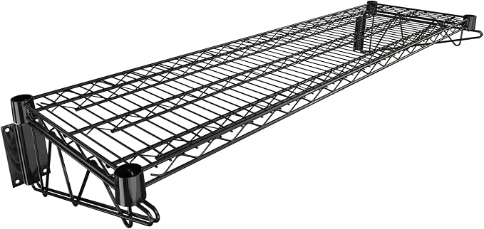 14" x 48" Black Epoxy Wire Wall Mount Shelf by Krollen+Industrial