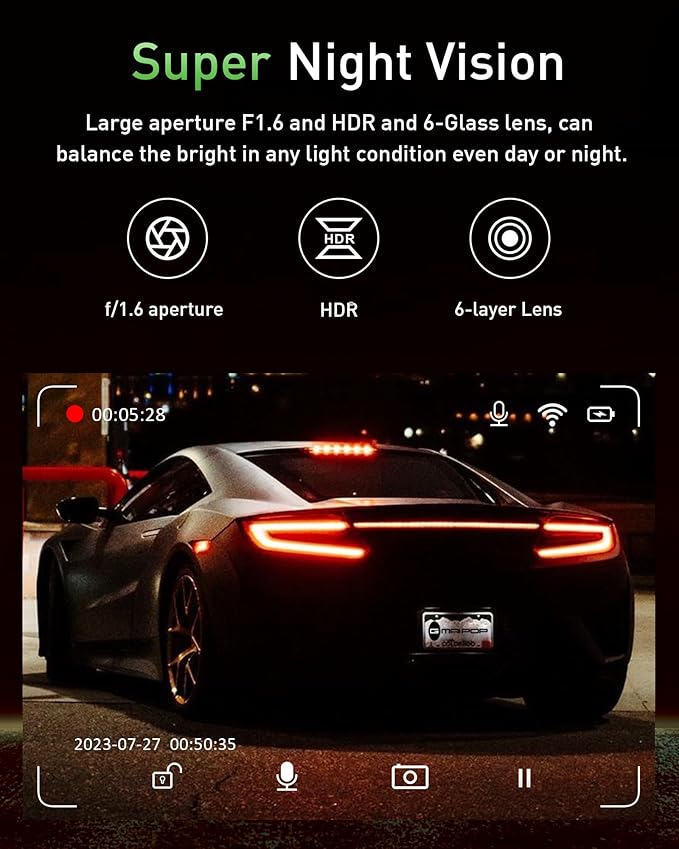 Dash Cam Front and Rear, 4K+1080P WiFi Dual Dash Camera - Image 5