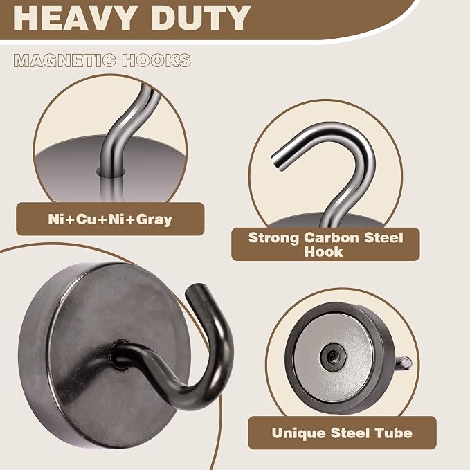 Neosmuk Magnetic Hooks, Cruise Ship Essentials, 80lb+ Heavy Duty Magnetic Hooks - Image 4