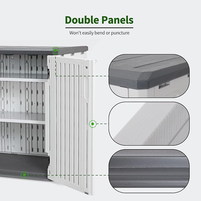 Macrout 25 Cu.Ft Small Plastic Outdoor Storage Cabinet - Image 4