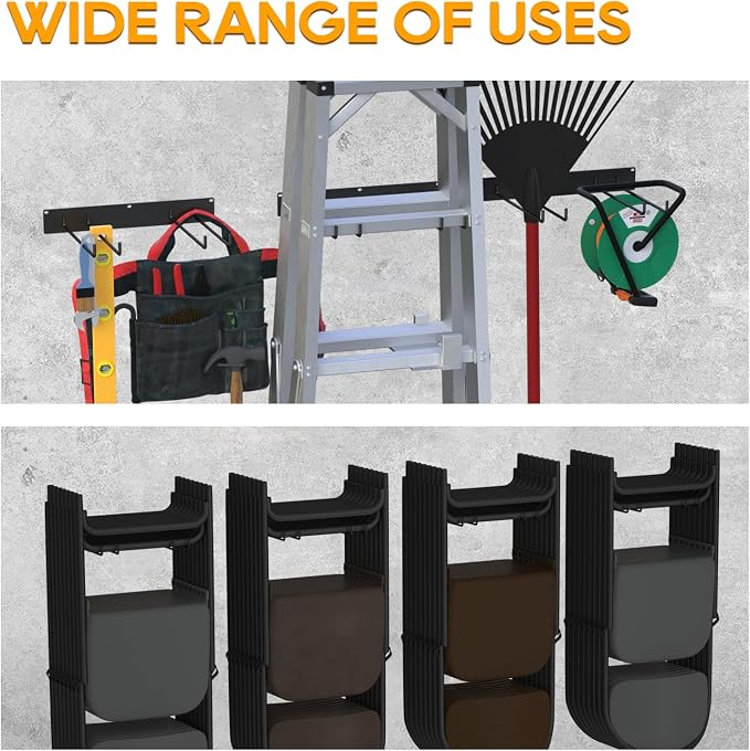 2-Pack Folding Chair Storage Rack – Heavy-Duty Wall Mount Hanger - Image 6