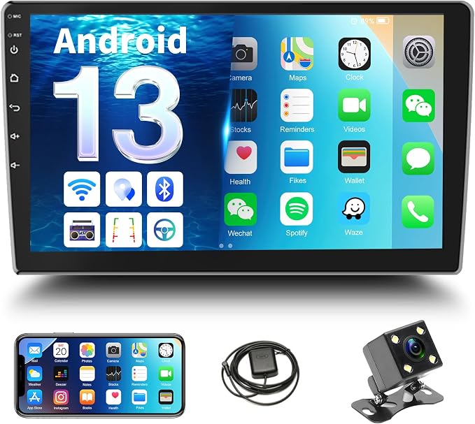 Double Din Car Stereo Radio Receiver, 10.1” 2.5D Curved HD Touch Screen Head by OiLiehu