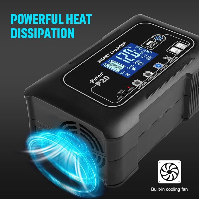 20Amp Lithium Battery Charger, 12V and 24V, Lead-Acid Car Battery Charger - Image 7
