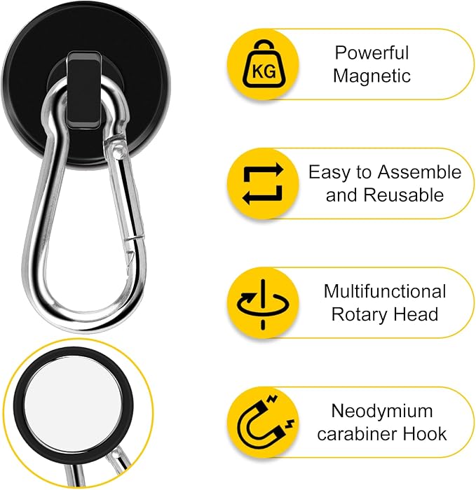 DIYMAG Magnetic Hooks, 70LBS Heavy Duty Neodymium Magnetics - Image 3