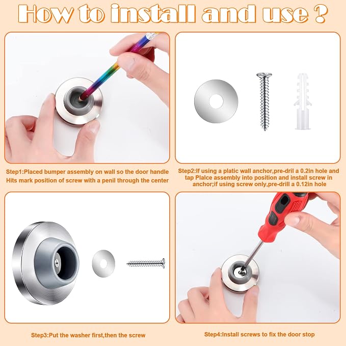 Blulu Concave Wall Door Stopper Door Bumper Stainless Steel Wall Protector - Image 3