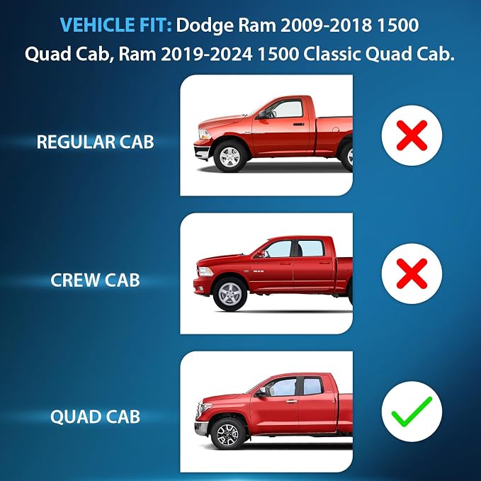 Nilight in Channel Rain Guards for Dodge Ram 1500 2009 2010 2011 2012 2013 2014 - Image 4