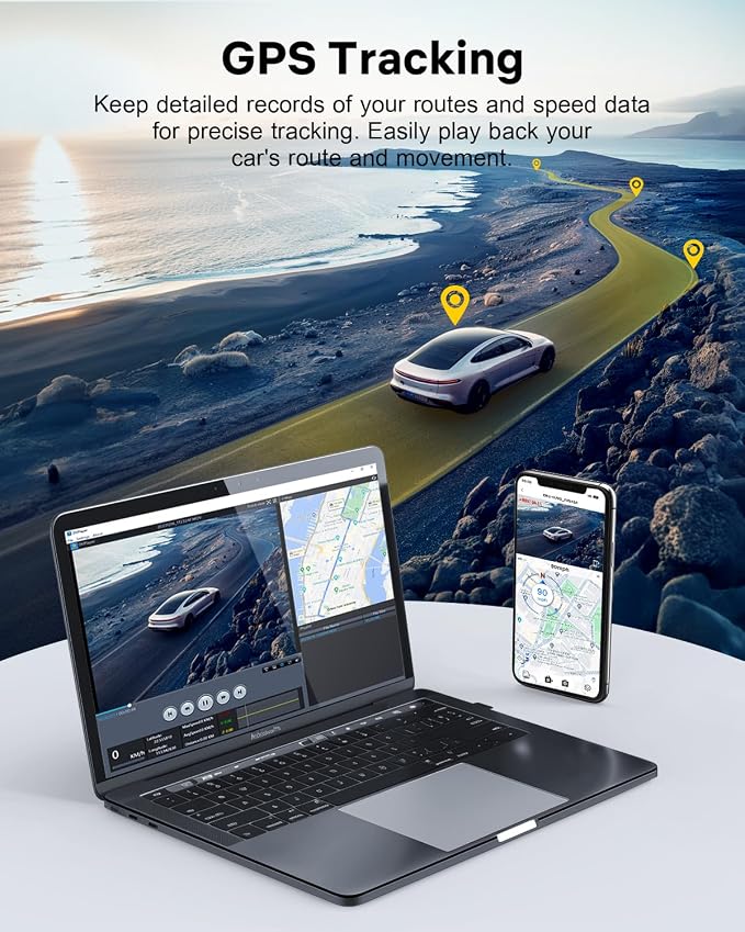 GKU Dash Cam Front and Rear, 3.18'' Touchscreen, 4K+1080P Dashcam, Built-in GPS - Image 6