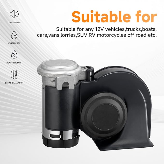 Air Horn for Truck, Super High Pitched Train Horn for Car, Waterproof Snail - Image 3