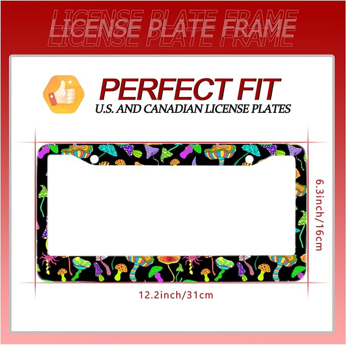 Personalise Colorful Mushrooms License Plate Frames Funny License Plate Frame - Image 6