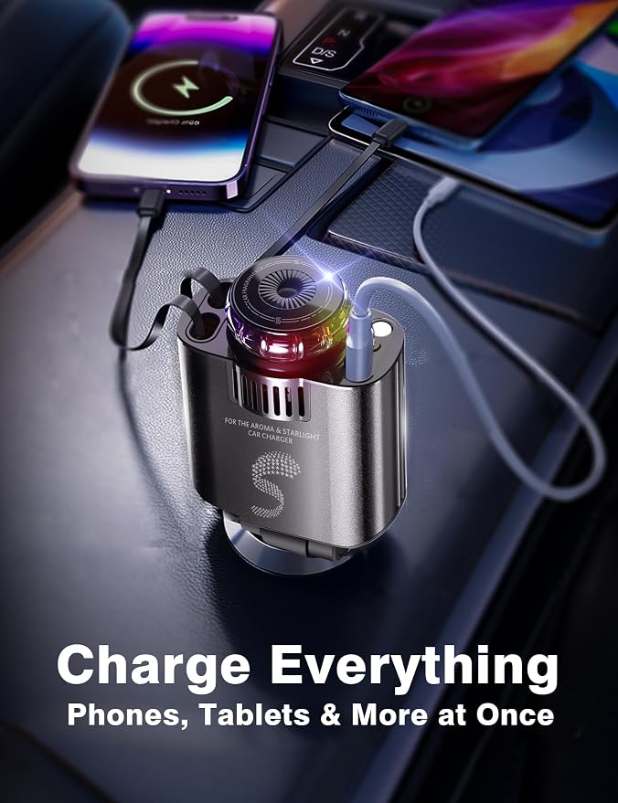 Retractable Car Charger USB C Fast Charging 120W, Car Accessories Cigarette - Image 5