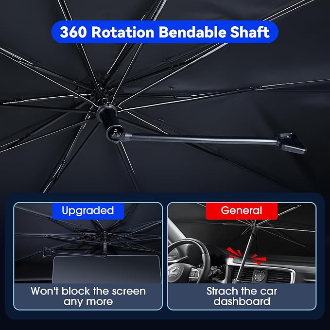helloleiboo Foldable Car Windshield Sun Shade Umbrella 360°Rotating - Image 2
