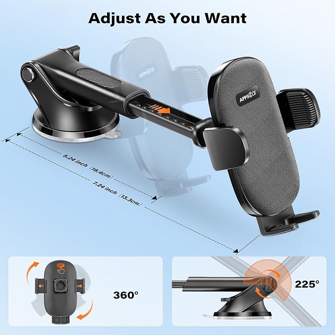 APPS2Car Suction Cup Phone Mount, Windshield/Dashboard/Air Vent Car Phone - Image 4