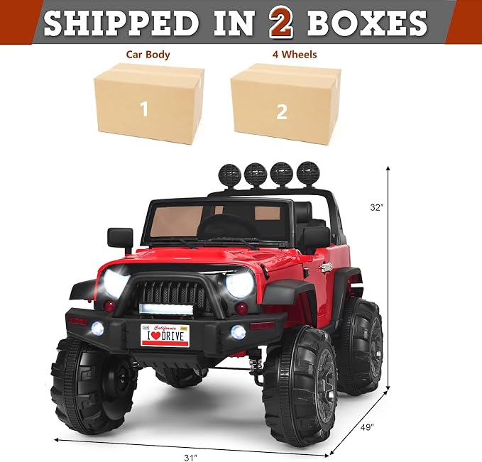 Costzon Ride on Car, 12V Battery Powered Electric Vehicle w/Parent Remote - Image 9