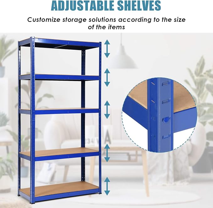 ERGOMASTER 5 Tier Utility Shelves Rack Garage Heavy Duty Steel Metal Shelving - Image 4